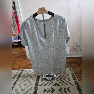 Gray Sweater V-Neck Women's Top